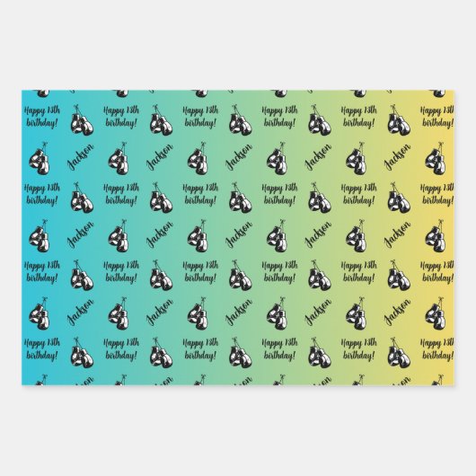 名パーソナライズされた前気持ちスポーツテーマボクシング ラッピングペーパーシート (正面3)