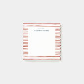  名パーソナライズされた前水彩赤の祝日ストライプの ポストイット (正面)