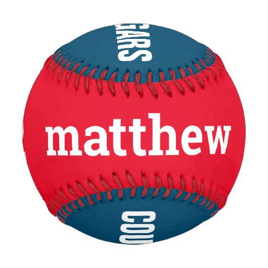 名パーソナライズされた前番号とチームの色のカスタム 野球ボール (裏面)