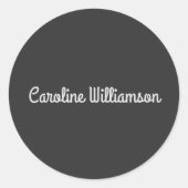 名パーソナライズされた前白黒レトロタイポグラフィ ラウンドシール (正面)