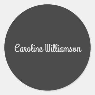 名パーソナライズされた前白黒レトロタイポグラフィ ラウンドシール