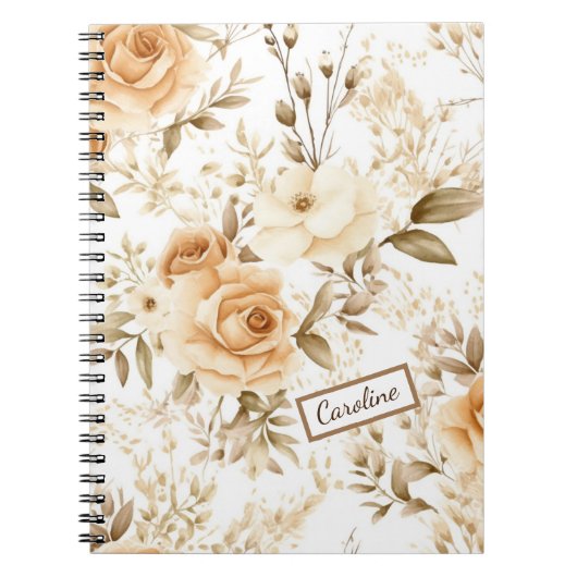 名パーソナライズされた前素朴モダンバラ中立 ノートブック (正面)