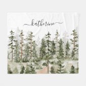 名パーソナライズされた前素朴松の森ピナリー フリースブランケット (正面(横))