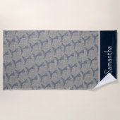 名パーソナライズされた前航海のホエールテール ビーチタオル (正面)