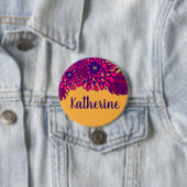 名パーソナライズされた前花お洒落柄(黄) 缶バッジ (インサイチュ)