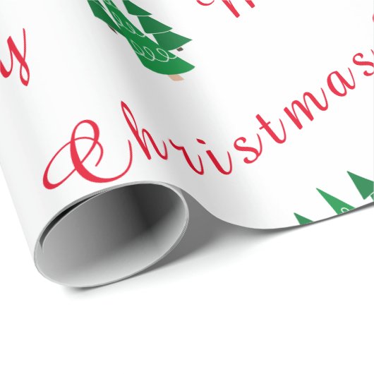 名パーソナライズされた前赤と白・クリスマス ラッピングペーパー (ロールコーナー)