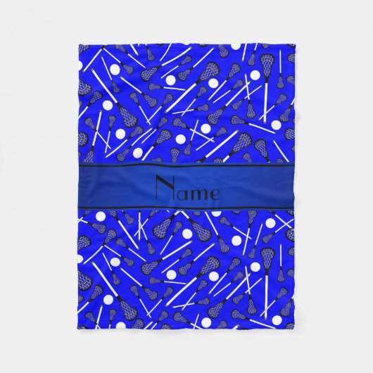 名パーソナライズされた前青色ラクロス フリースブランケット (正面)