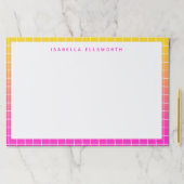 名パーソナライズされた前鮮やかピンク黄縁ど色 ペーパーパッド (インサイチュ)