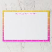 名パーソナライズされた前鮮やかピンク黄縁ど色 ペーパーパッド (正面)