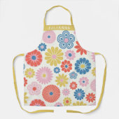 名パーソナライズされた前鮮やかレトロフローラサマーボホ エプロン (正面)