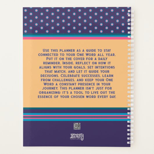 名パーソナライズされた前1語のかわいらしフローラストライプ プランナー手帳 (裏面)