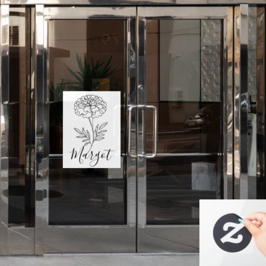 名パーソナライズされた前10月マリゴールド誕生花 ウィンドウサイン (オフィスドア)