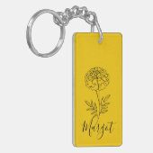名パーソナライズされた前10月マリゴールド誕生花 キーホルダー (正面左)
