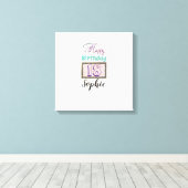 名パーソナライズされた前18番目の誕生日キャンバス キャンバスプリント (インサイチュ (ウッドフロア))