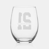 名パーソナライズされた前21歳の誕生日モダン ステムなしワイングラス (裏面)