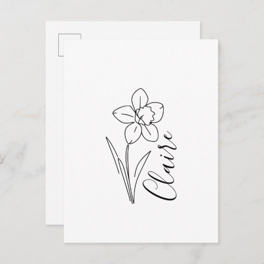 名パーソナライズされた前3月水仙誕生花 インビテーションポストカード (正面/裏面)