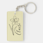 名パーソナライズされた前3月水仙誕生花 キーホルダー (裏面)