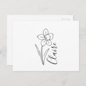 名パーソナライズされた前3月水仙誕生花 シーズンポストカード (正面/裏面)