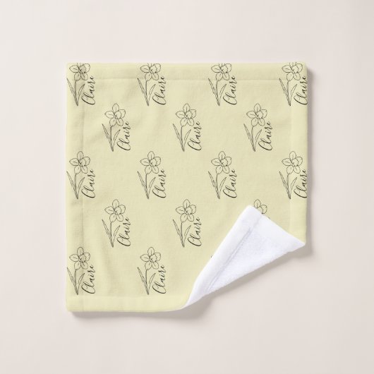 名パーソナライズされた前3月水仙誕生花 バスタオルセット (ウォッシュタオル)
