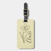 名パーソナライズされた前3月水仙誕生花 ラゲッジタグ (正面縦)