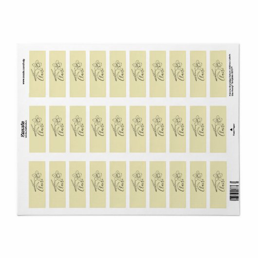 名パーソナライズされた前3月水仙誕生花 ラベル (フルシート)