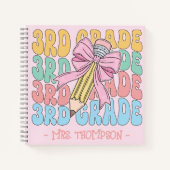 名パーソナライズされた前3級先生カスタム ノートブック (正面)