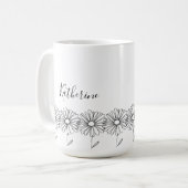 名パーソナライズされた前4月デイジー誕生花 コーヒーマグカップ (正面左)