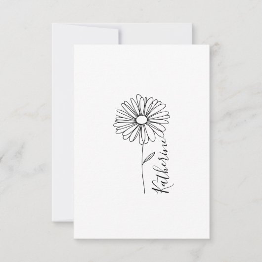 名パーソナライズされた前4月デイジー誕生花 サンキューカード (正面)