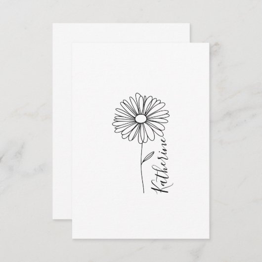 名パーソナライズされた前4月デイジー誕生花 サンキューカード (正面/裏面)
