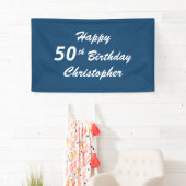 名パーソナライズされた前50誕生日ブループレイド 横断幕 (インサイチュ)