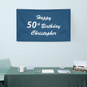 名パーソナライズされた前50誕生日ブループレイド 横断幕 (トレードショー)