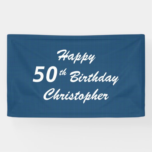 名パーソナライズされた前50誕生日ブループレイド 横断幕 (横)