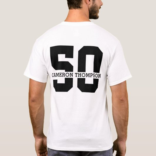 名パーソナライズされた前50誕生日モダン Tシャツ (裏面)