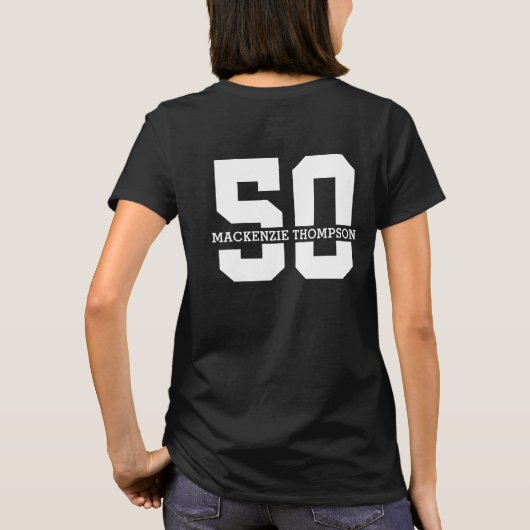 名パーソナライズされた前50誕生日モダン Tシャツ (裏面)