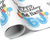 名パーソナライズされた前60年Bday Blue - 60誕生日 ラッピングペーパー (ロールコーナー)