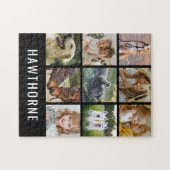 名パーソナライズされた前9写真コラージュ ジグソーパズル (横)