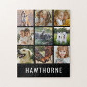 名パーソナライズされた前9写真コラージュ ジグソーパズル (縦)