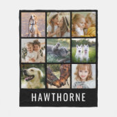 名パーソナライズされた前9写真コラージュ フリースブランケット (正面)