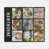 名パーソナライズされた前9写真コラージュ フリースブランケット (正面(横))