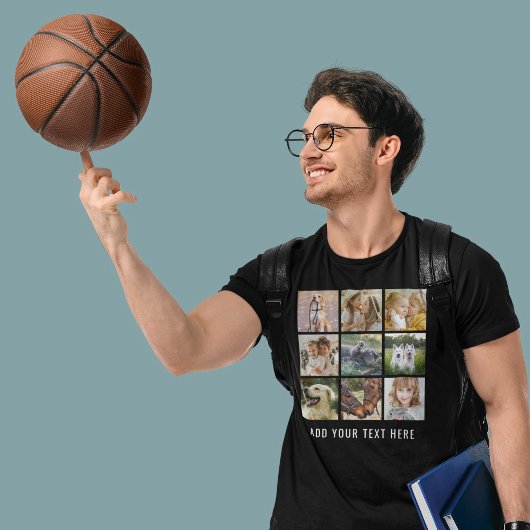 名パーソナライズされた前9写真コラージュ Tシャツ