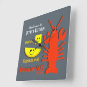 名パーソナライズされた前 – キッチンクロック – メインロブスター スクエア壁時計 (傾斜)