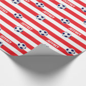 名パーソナライズされた前,サッカーボール赤と白, ラッピングペーパー (角)