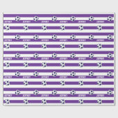 名パーソナライズされた前、サッカー、紫の白 ラッピングペーパー (フラット)