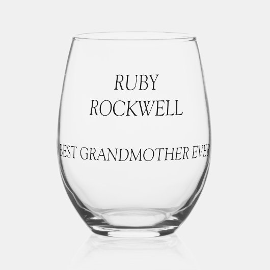 名パーソナライズされた前 ステムなしワイングラス (正面)