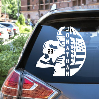 名パーソナライズされた前&ナンバーサッカーデカール ウィンドウサイン