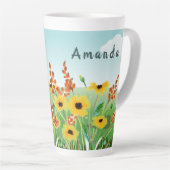 名パーソナライズされた前/バードハウス&フラワーガーデンL カフェラテマグ (右アングル)