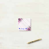 名パーソナライズされた前+ピンク/パープル/グレーストライプ ポストイット (デスク上)