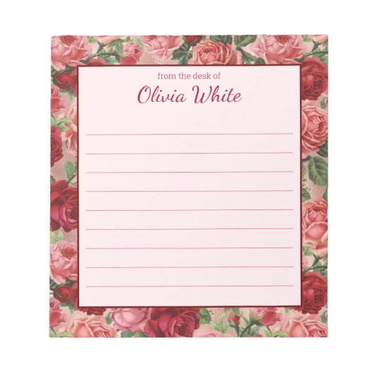 名パーソナライズされた前 メモ帳のデスクから| ノートパッド (正面)
