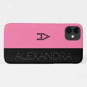 名パーソナライズされた前&モノグラムシックフォントピンクブラック Case-Mate iPhoneケース (裏面(横))