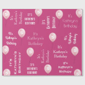名パーソナライズされた前&年代誕生日ピンク ラッピングペーパー (フラット)